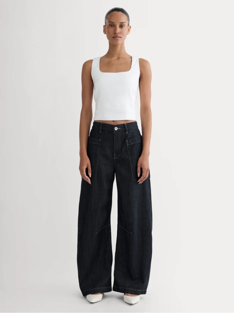 Everlane The Gardener Pull-On Jean Dark Indigo Size 29R Barrel Utility NWOT